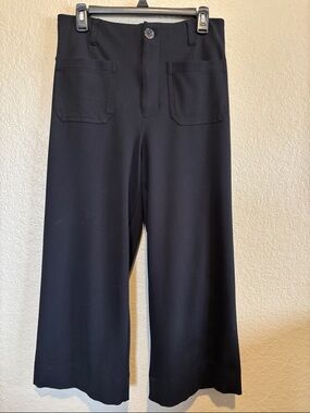 LC Lauren Conrad Wildflower High-Waist Black Wide-Leg Cropped Pants Size 10